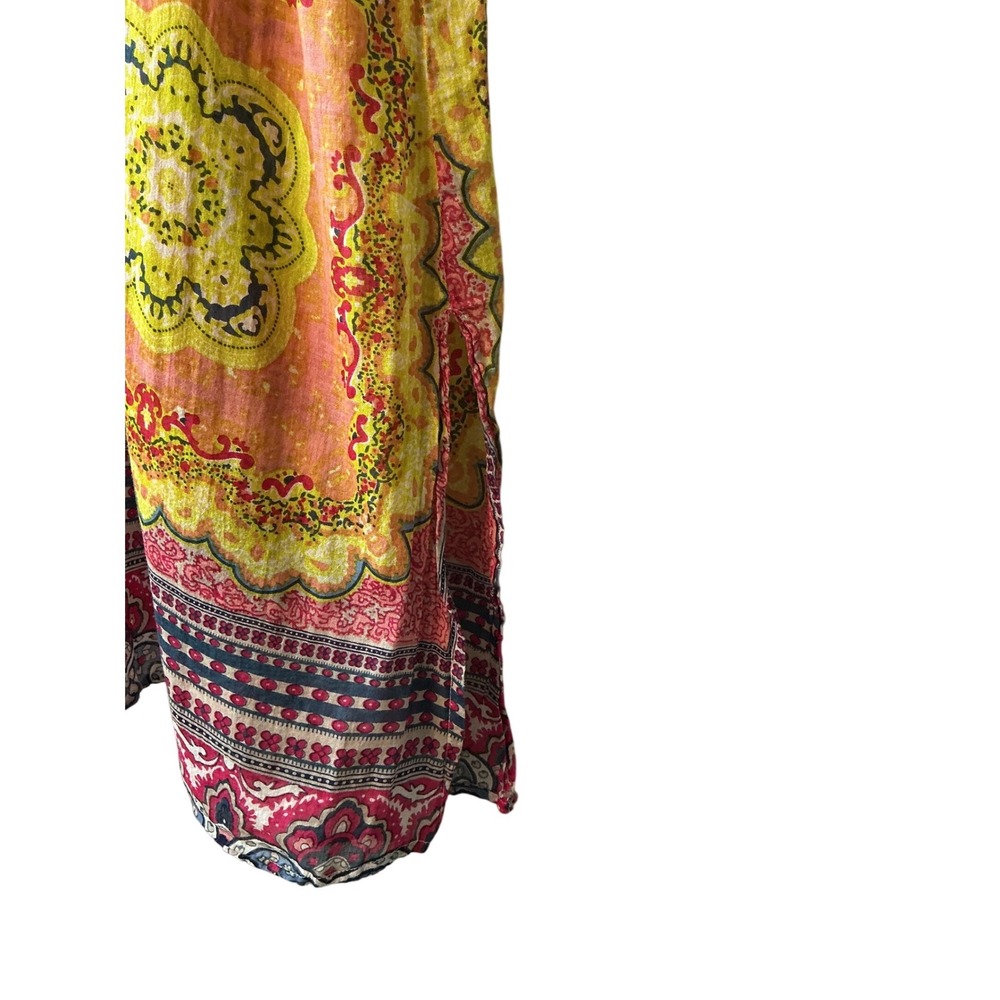 Sleeveless Printed Midi Dress in Pink and Yellow - Picture 5 of 8